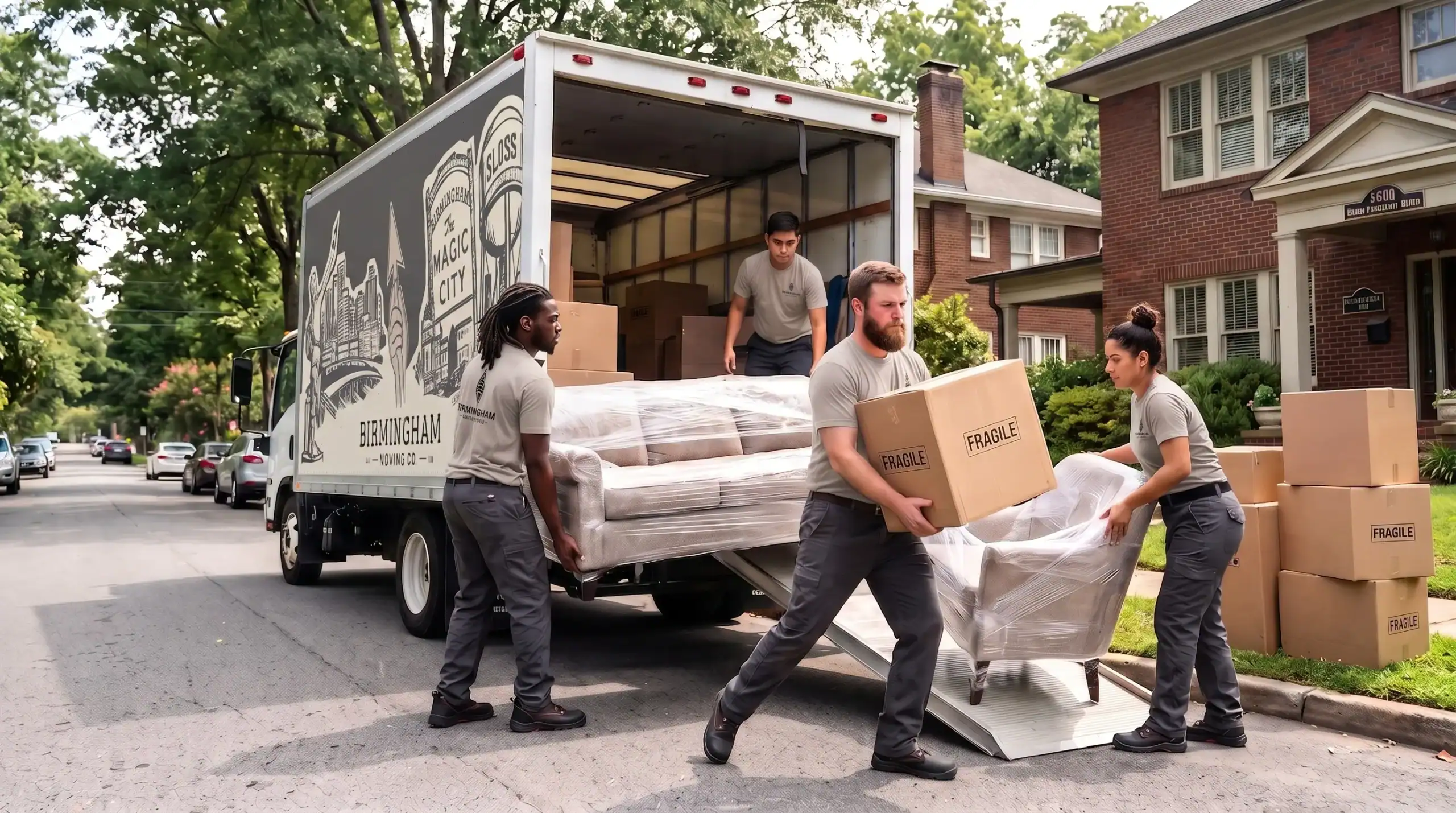 Professional movers loading furniture into a truck in Cahaba Heights, AL.